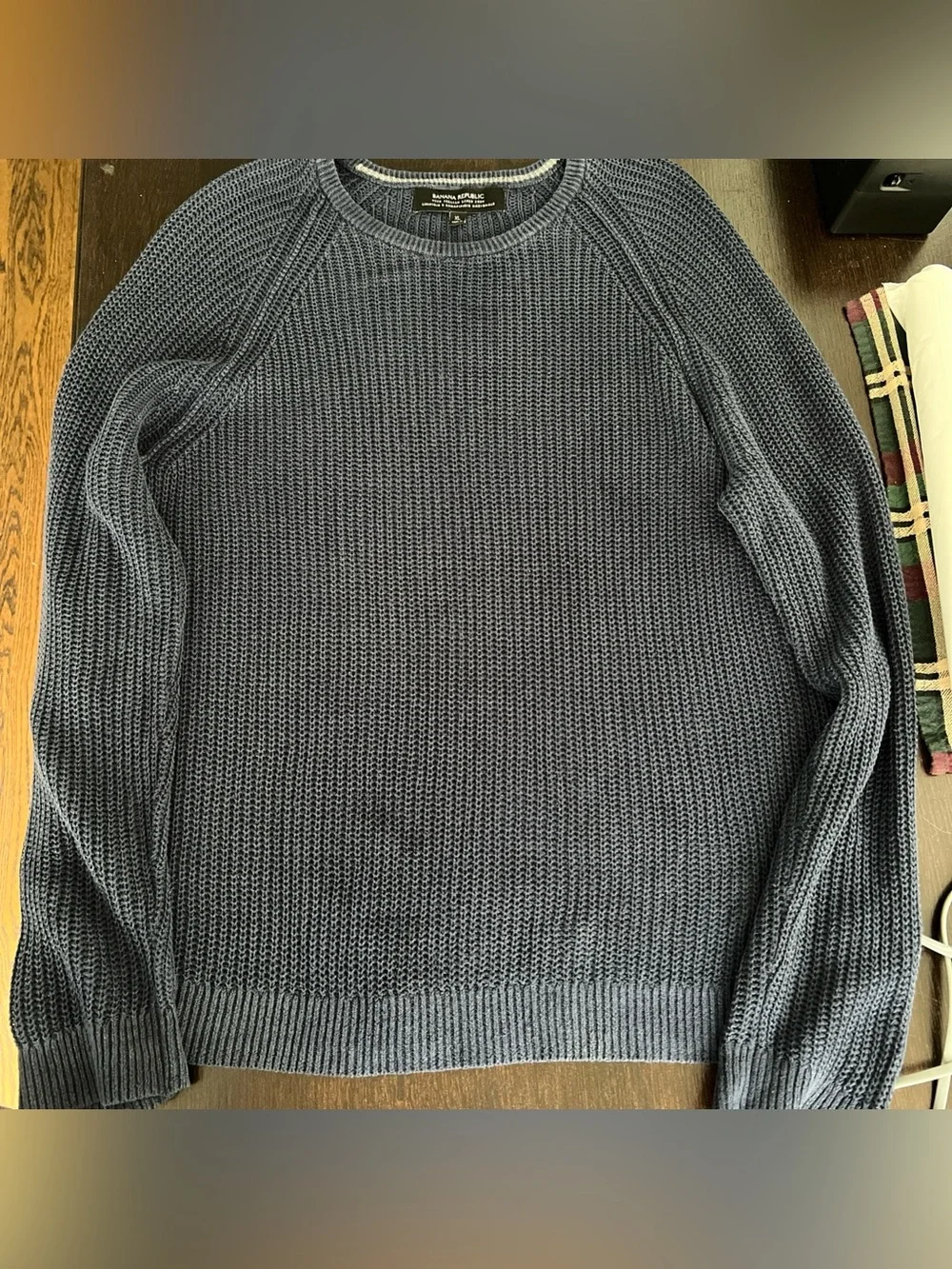 Banana Republic Italian Linen Sweater Navy Blue Men’s XL Fishnet Loose Knit